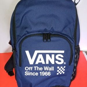 Vans Backpack Blue with white letters